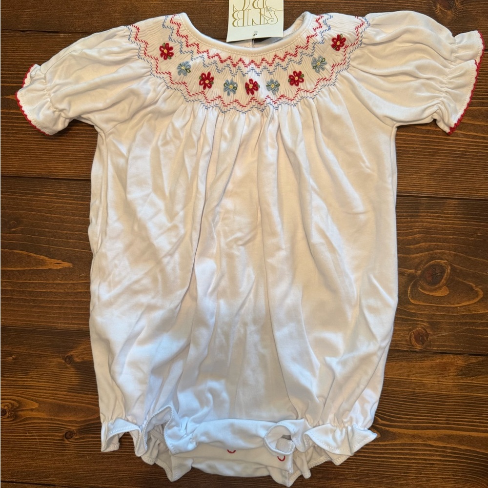 The Beaufort Bonnet Company White and Red Embroidered One Piece
